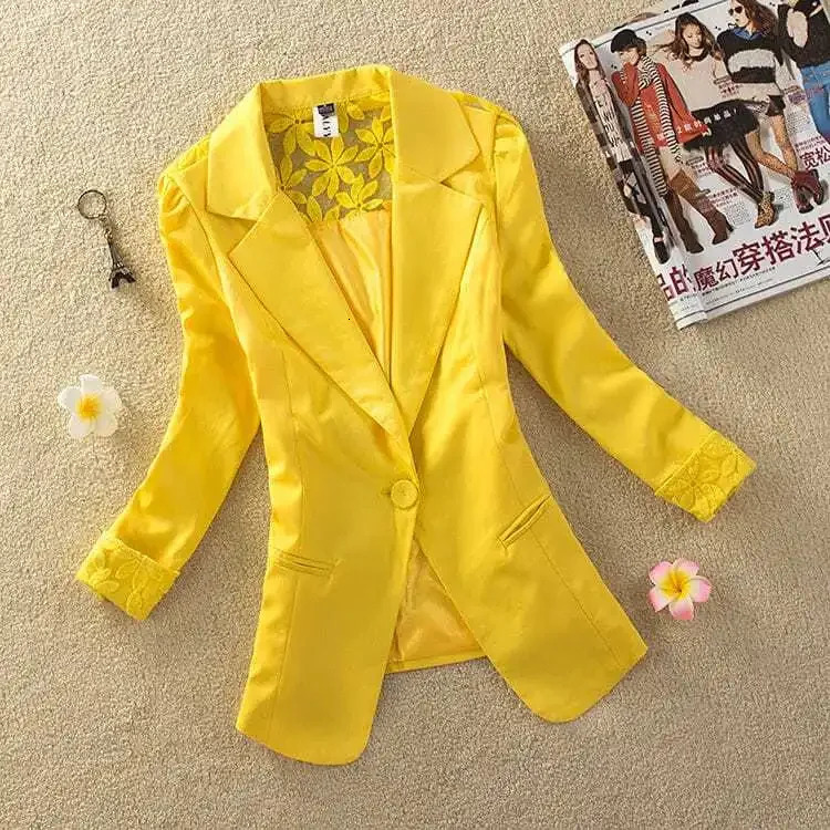 Womens Coat Summer Thin Lace Small Suit Jacket Quarter Sleeved Short Slim Fit Casual Blazer 250610