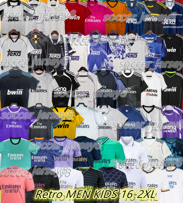 12 13 14 15 16 99 00 04 05 06 07 Real Retro Madrids Soccer Jerseys Retro MODRIC BELLINGHAM Ronaldo BENZEMA Marcelo 17 18 19 20 21 22 23 24 VINI JR CAMAVINGA football shirt