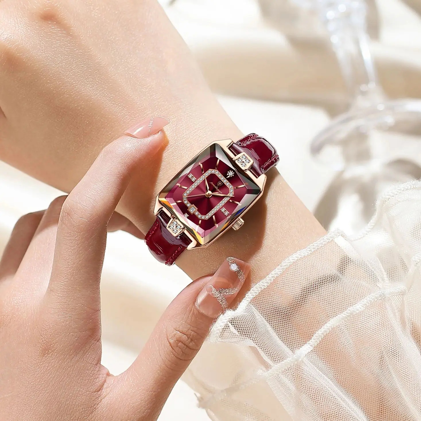 POEDAGAR High Quality Women Wristwatch Waterproof Date Rectangle Watch For Woman Leather Quartz Womens Watches RelojBox 250606
