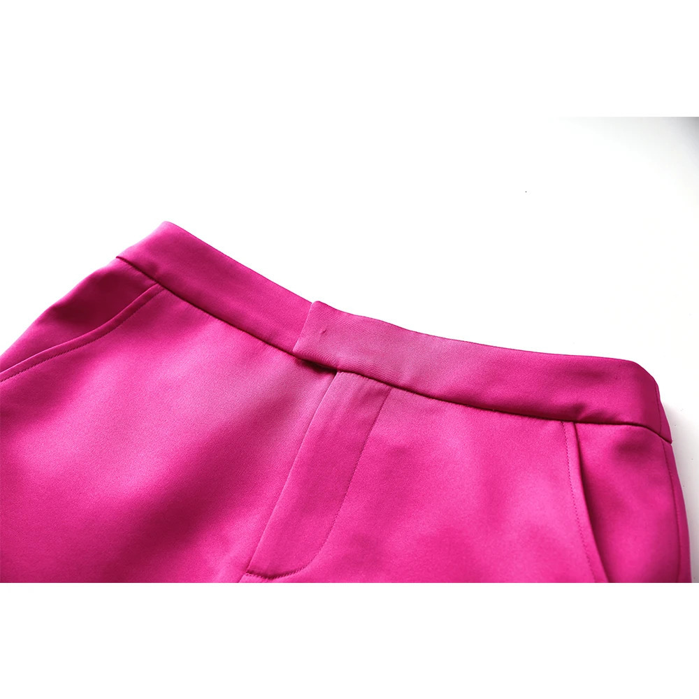 Smooth Satin Fabric Fusicha 3PCS Blazer Suit Fashion Elegant Street Mini Skirt Women Quality Clothing 250610