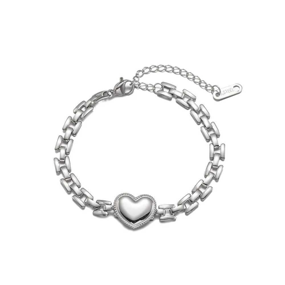 Stainless Steel Bracelet New Fine Jewelry Hip Hop Punk Watch Band Chain Heart Charm Thick Chain Bracelets for Women XJ250707