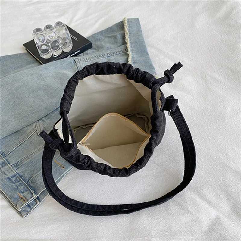 Korean Version Crossbody Bag Women Pleated Drawstring Pocket Opening Nylon Shoulder Satchel Fashionable Niche Casual XJ250610