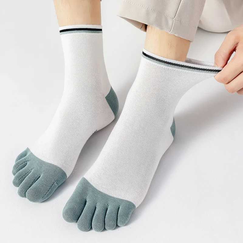 3-5 Pairs Five Finger Socks Men Gym Sport Crew Socks with Separate Fingers Mid Tube Cotton Toe Socks Non-slip Running Breathable Z250610
