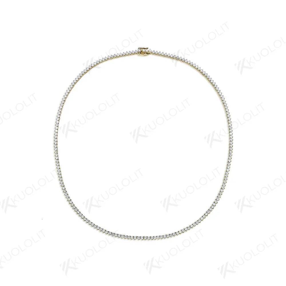 Kuololit 5.25CTW Moissanite Tennis Necklaces Women Men Solid 14K 10K Gold Sier Chain for Engagement Party Christmas