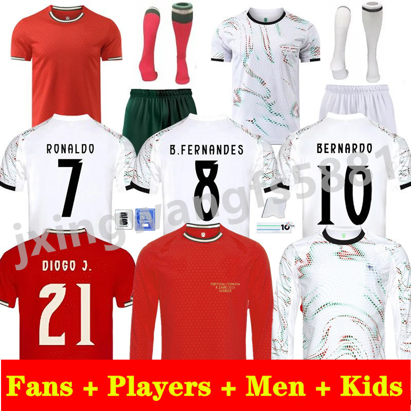 kids 2025 football kits Portuguese soccer jersey Bruno FERNANDES DIOGO J. Portuguesa 24 25 26 Fans Players Long sleeve Football shirt BERNARDO Kid footbal kit