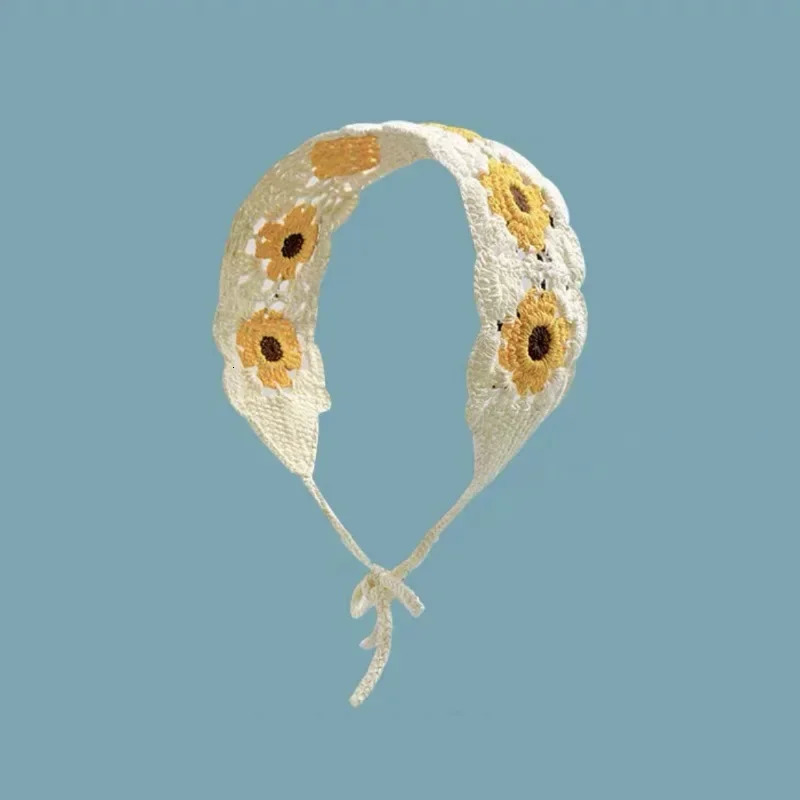Korean Ins Parent- Sunflower Headband Crochet Hair Bands for Women Girls Hair Accessories Bandana Items 250610