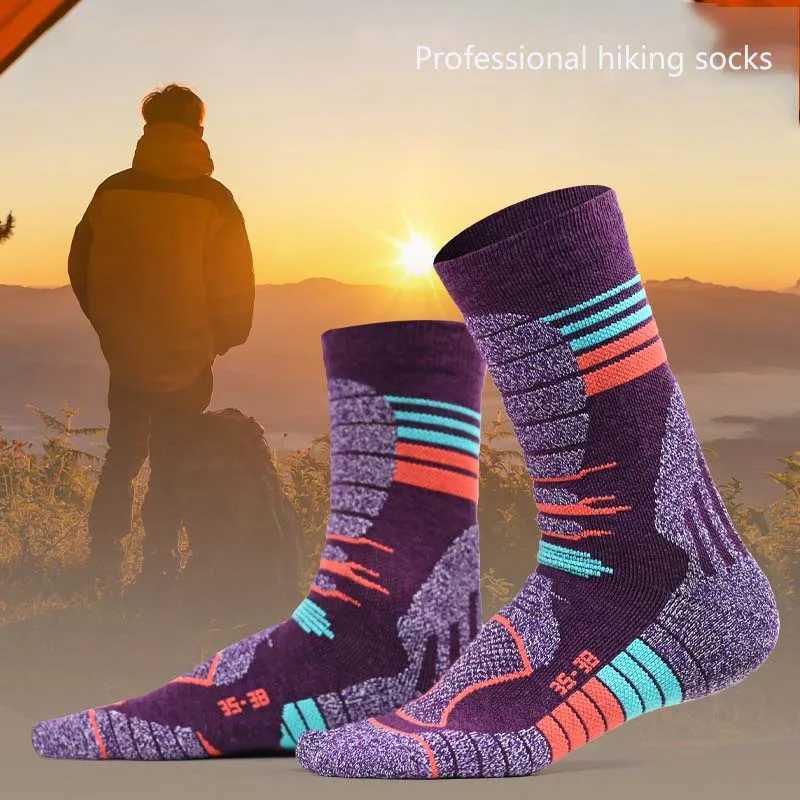 30% Merino Wool Hiking Socks for Men Women Autumn Winter Warm Hiking Trekking Skiing Hunting Fishing Seamless Outdoor Sports Z250610