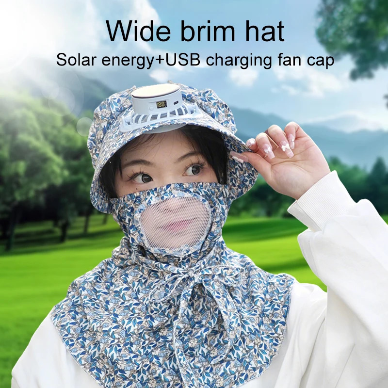 Solar Fan Hat Protection Hat Summer UV Protection Shade Tea Picking Cool Hat High Hiking Hat Rechargeable With LED Display 250529
