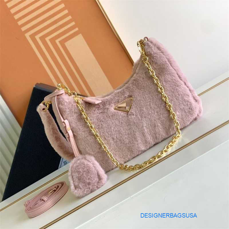 Designer Bag Women's Handbag Autumn and Winter Lamb Hair Underarm Bag Hobo Plush Single-shoulder Bag Ancient Mountain Wool Handbag Size:22-18-6cm Goodsf89