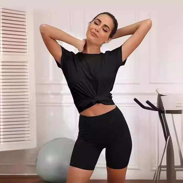 Plus Size Summer Spicy Girl Sports Top Round Neck Loose T-Shirt Pullover Short Sleeve Milk Silk Women's Clothing B5