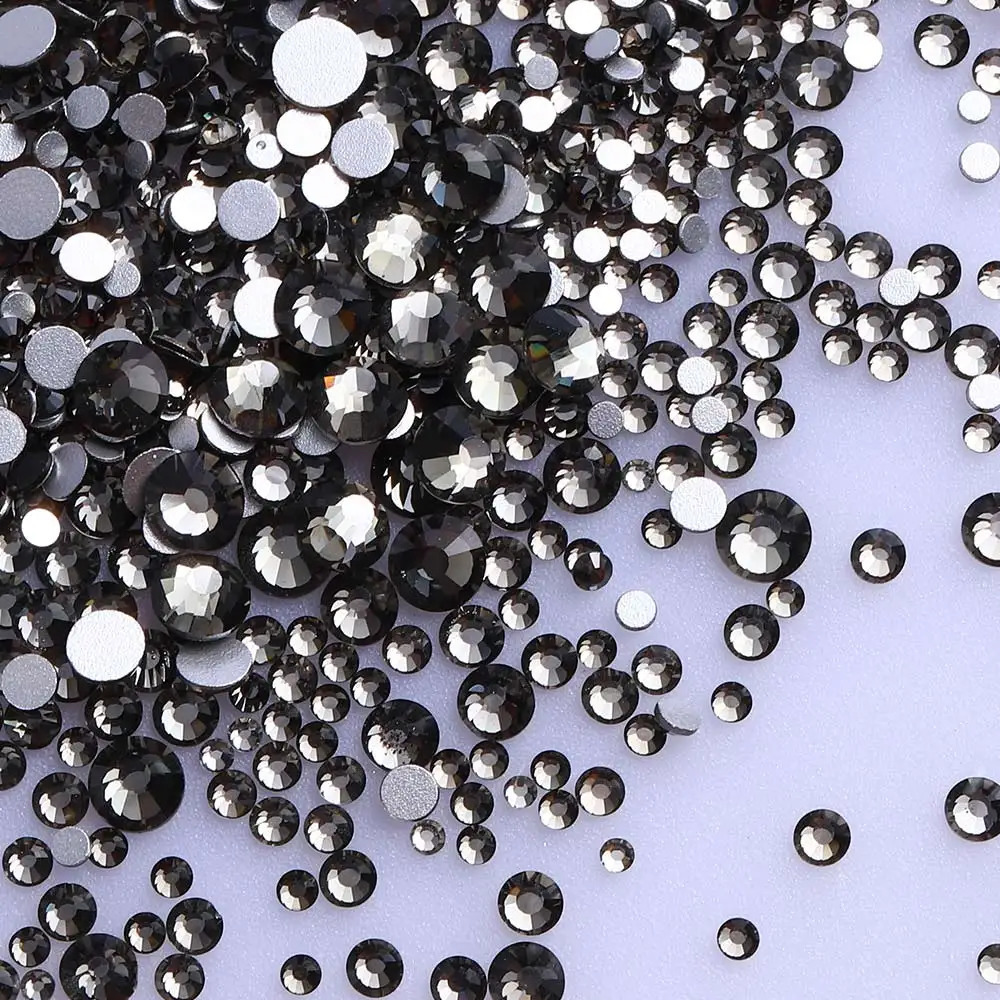 1440PcsPack Mix Size SS3SS20 Black Glass Flat Back Glitter Diamond Non fix s for Nail Art Clothes 250606