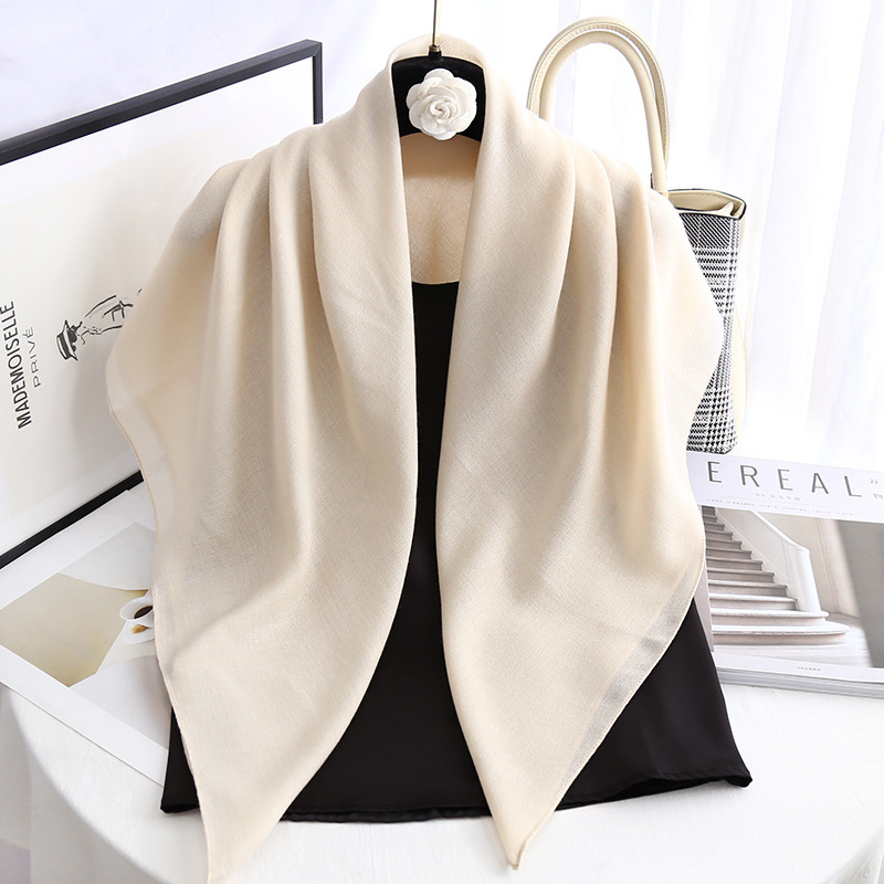 K981 Pure color 8 square scarf cross-border hot selling headscarf women autumn and winter all-match random linen cotton and linen feel scarf warm shaw