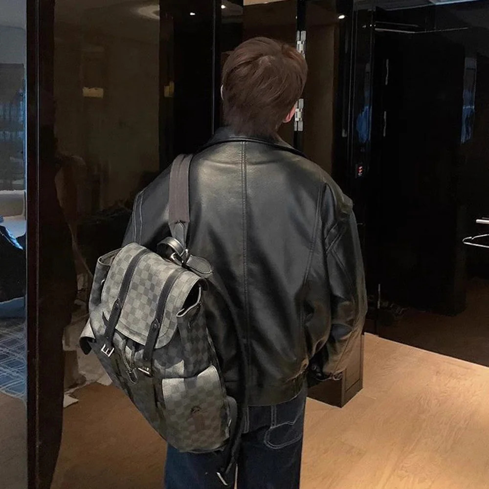 Mens Pu Jacket Motorcycle Punk Style Pu Leather Jacket Autumn Rock Workwear Trend Streetwear Trend Pu Jacket MenS Clothing 250611