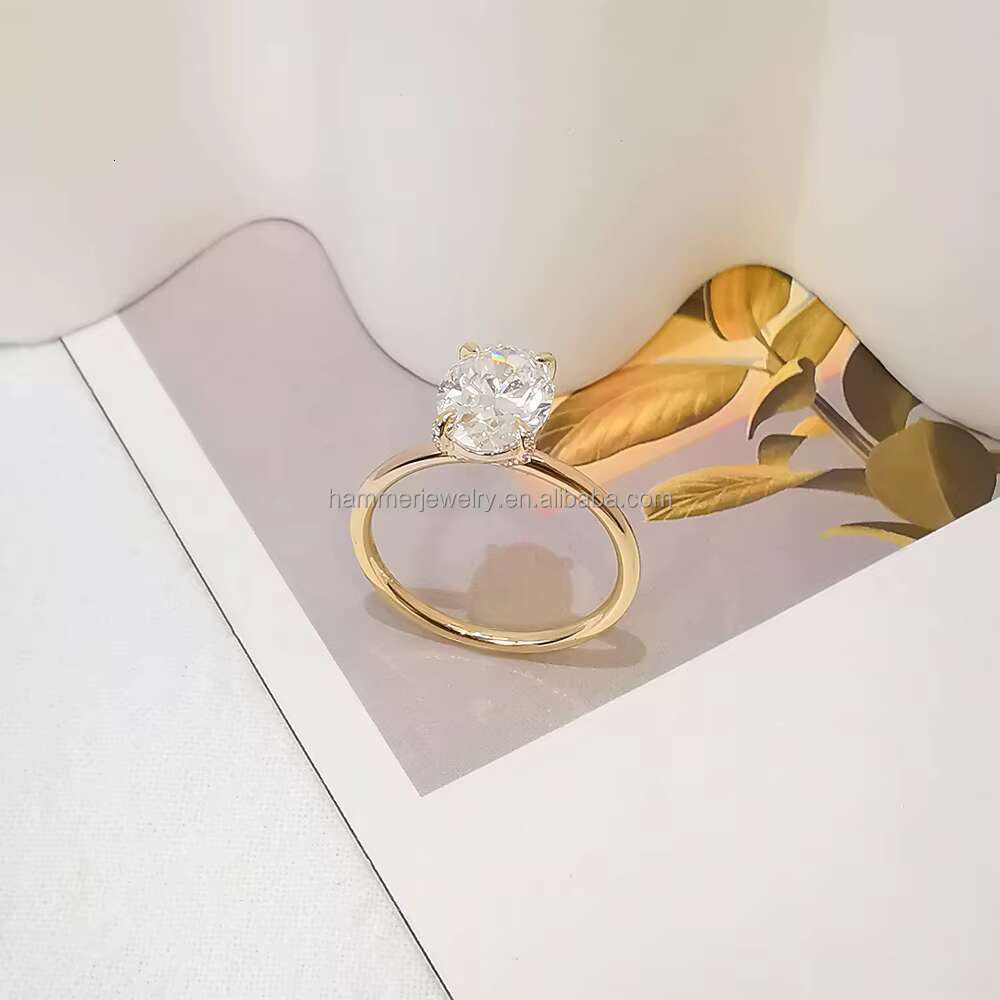 Good Quality Gold Ring AU585 14K Genuine Yellow Gold Moissanite Finger Rings Personalized Fine Jewelry