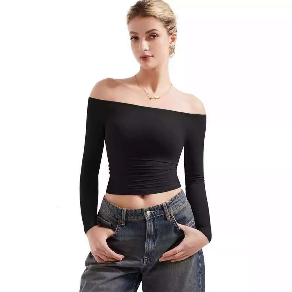 Autumn Fashion Sexy Long Sleeve Women's Off-Shoulder Crop Top Pullover T-Shirt B5