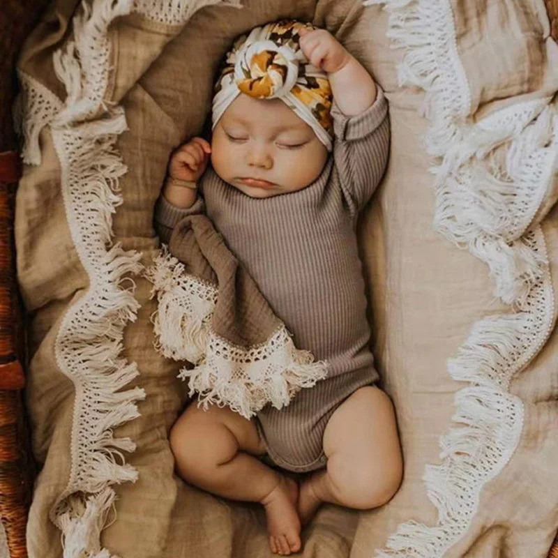 Cotton Gauze blanket Soft Tassels born Receiving Muslin Swaddle Wrap Blankets Infant Sleeping Quilt Bed Cover Baby Stuff 250527