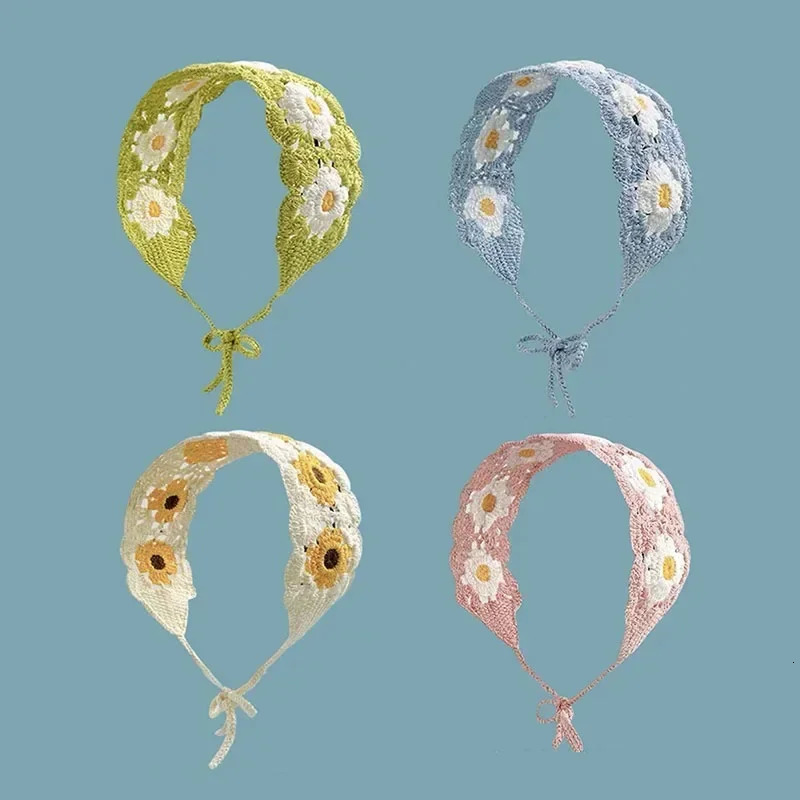 Korean Ins Parent- Sunflower Headband Crochet Hair Bands for Women Girls Hair Accessories Bandana Items 250610