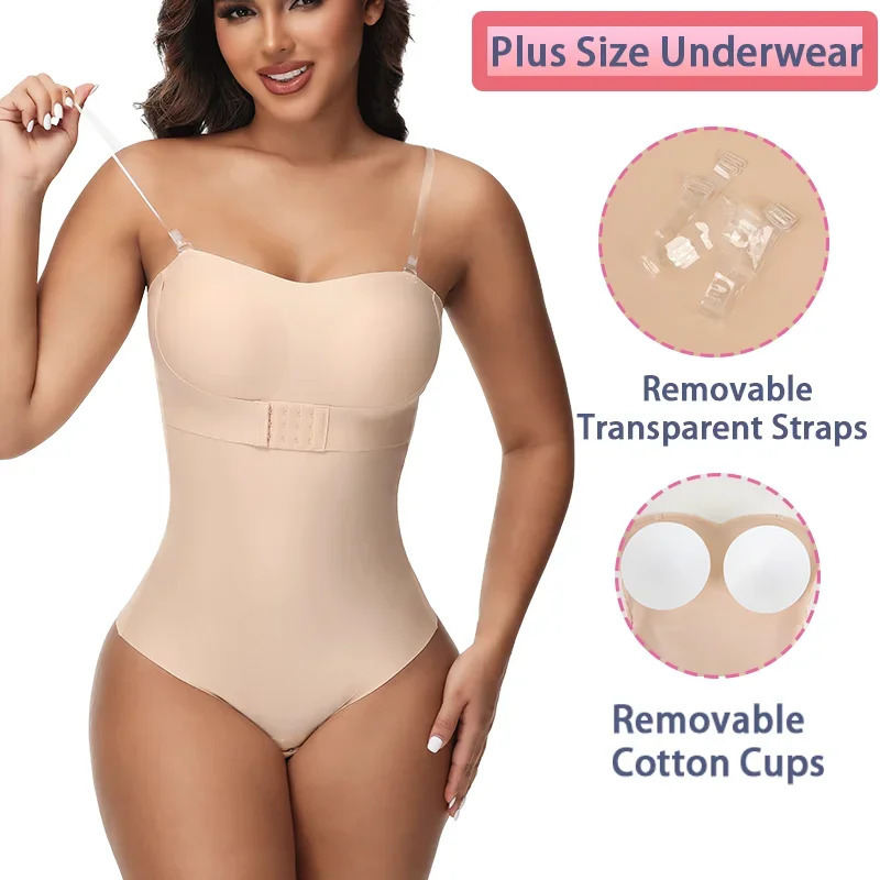 Miss Moly Women Removable Strap Bodysuit S4XL Tummy Control Shapewear Front Closure Hipster Full Body Shaper Corset Sexy Fajas 250610