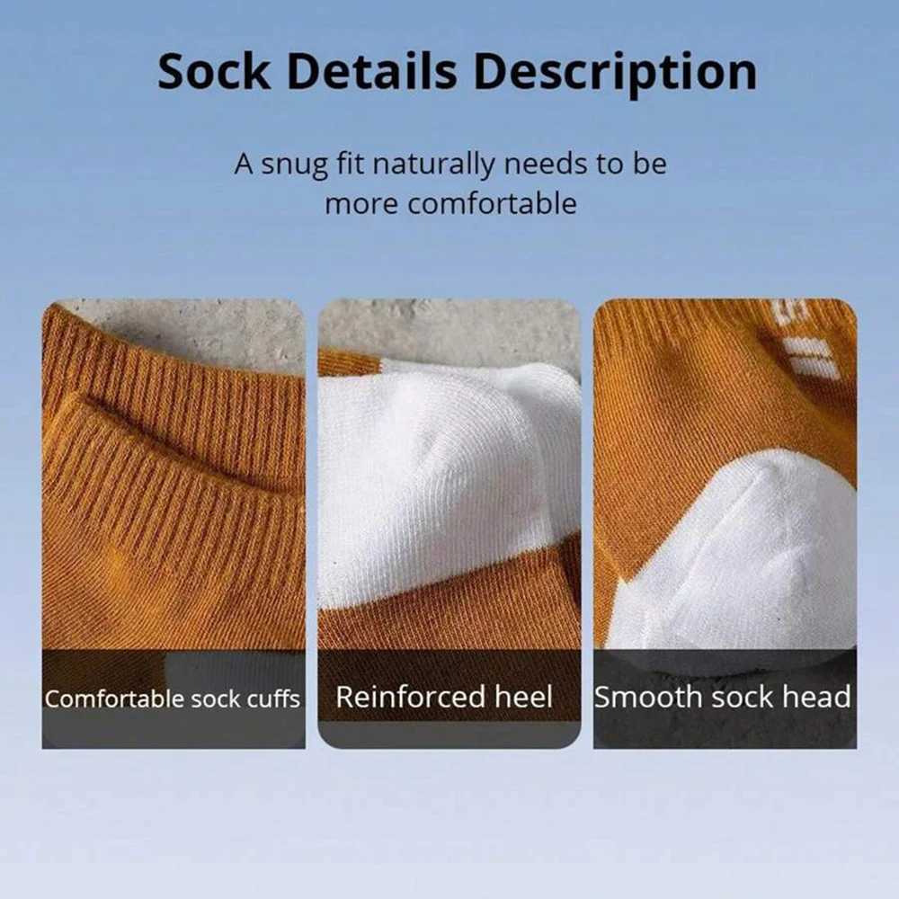 5 Pairs Men Letter Boat Socks Fashionable Vertical Striped Round Neck Socks Breathable Sweat Absorbing Comfortable Casual Socks Z250610