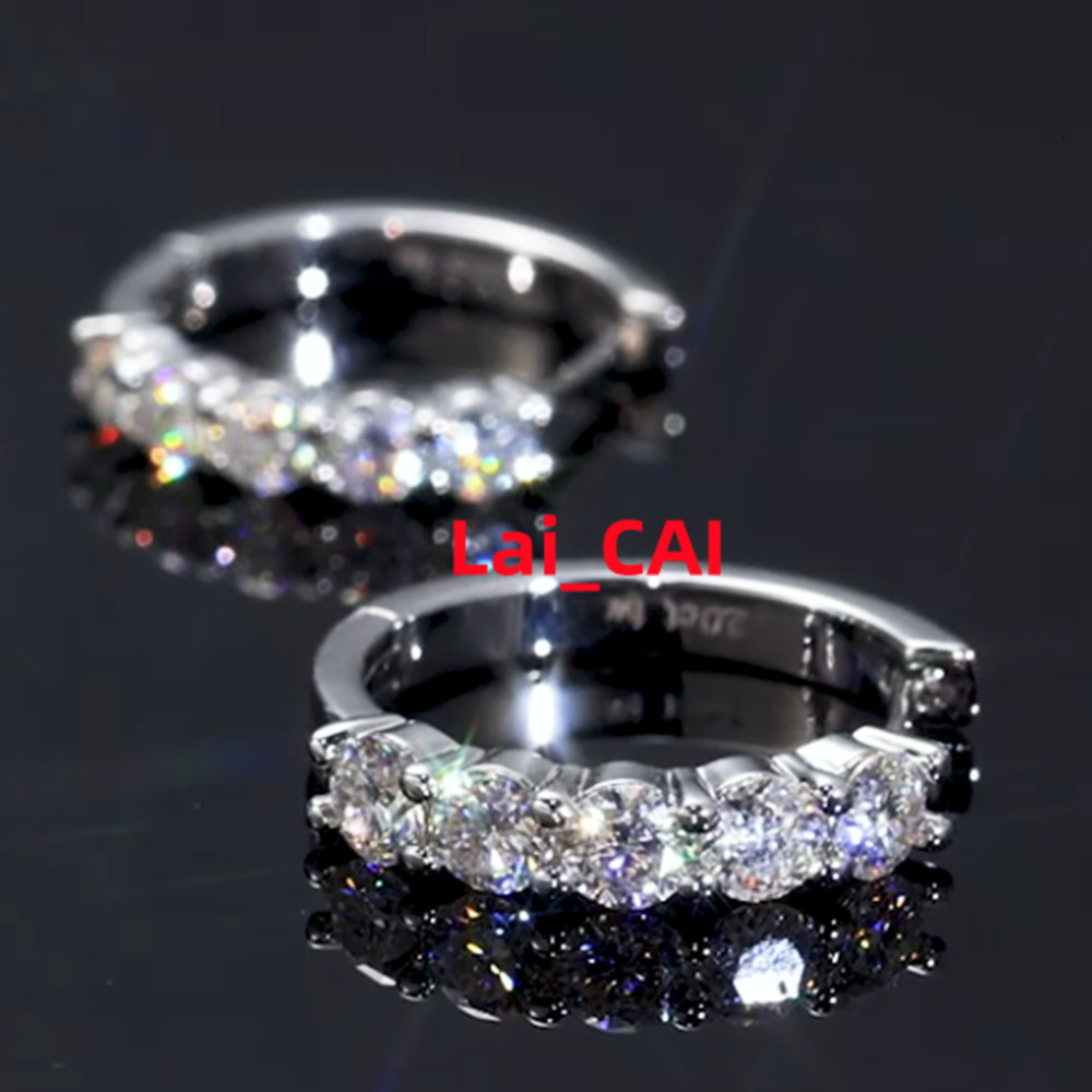 Moissanite Huggies Earring 14K White Gold Plated 925 Sterling Silver Women Men D Color VVS1 Lab Created Diamond Hoops Earrings