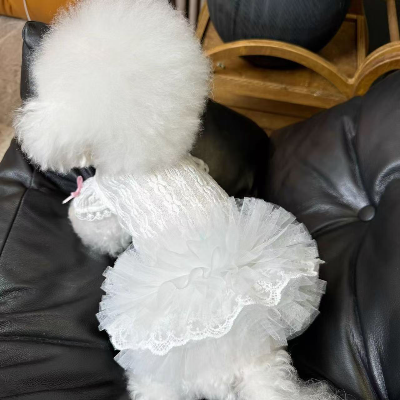 T437Dog clothes summer thin breathable plaid skirt cute flying sleeves princess skirt sun protection pet cat Bichon Teddy