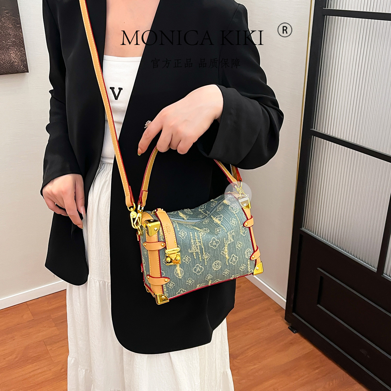 Free shipping designer Bag Light Luxury European and American Retro Canvas Denim Distressed Small Box Shoulder Bag Crossbody Bag Women Bag