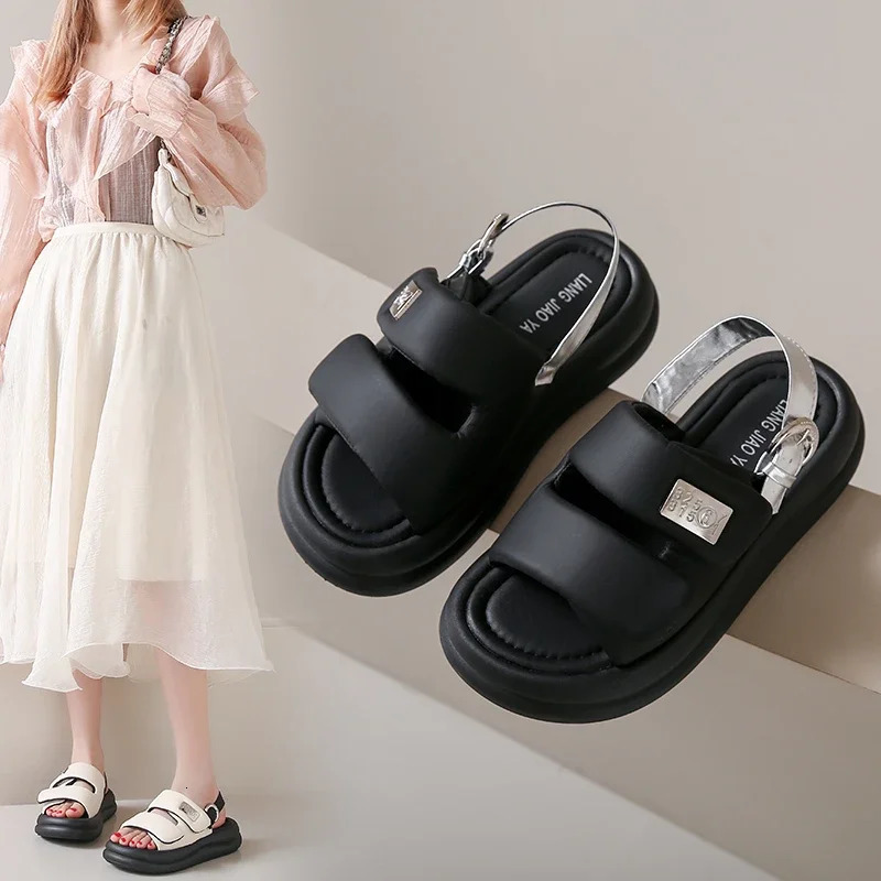 Fashion Shoes for Women Slippers Platform Slides Beige Heeled Sandals on A Wedge Pantofle Sneaker Zapatos Mujer 250609