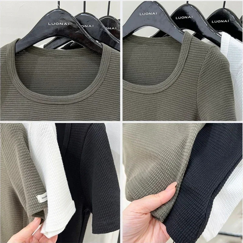 Basic Solid Top Short Sleeve Crewneck Skinny Tshirt Summer Casual Tee For Women Y2k Vintage Harajuku Streetwear 250610
