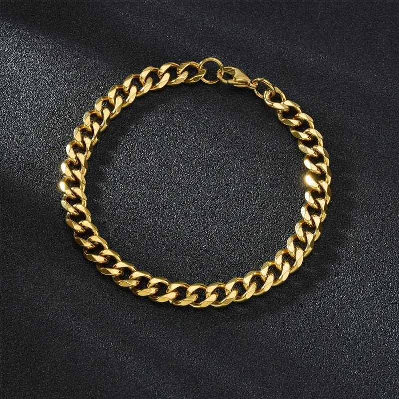 LETAPI Fashion Stainless Steel Curb Cuban Chain Bracelet for Men Women Hip Hop Couple Unisex Wrist Hand Jewelry Gift Party XJ250707