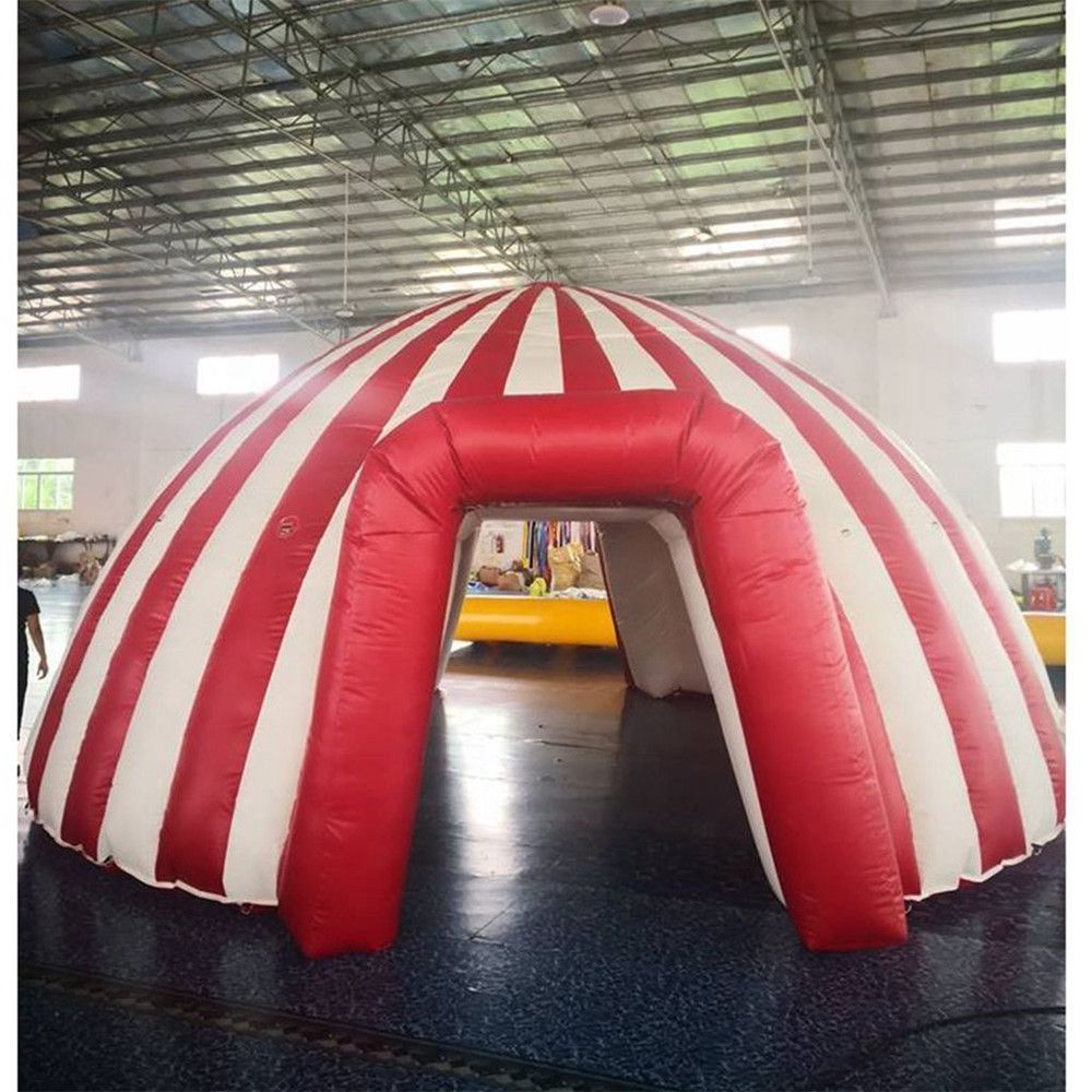 10mLx10mWx6mH (33x33x20ft) Oxford Red White Circus entrance Inflatable igloo tent high quality pop up full dome party entry shelter for outdoor event