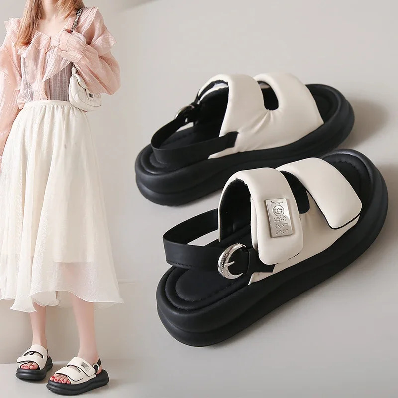 Fashion Shoes for Women Slippers Platform Slides Beige Heeled Sandals on A Wedge Pantofle Sneaker Zapatos Mujer 250609