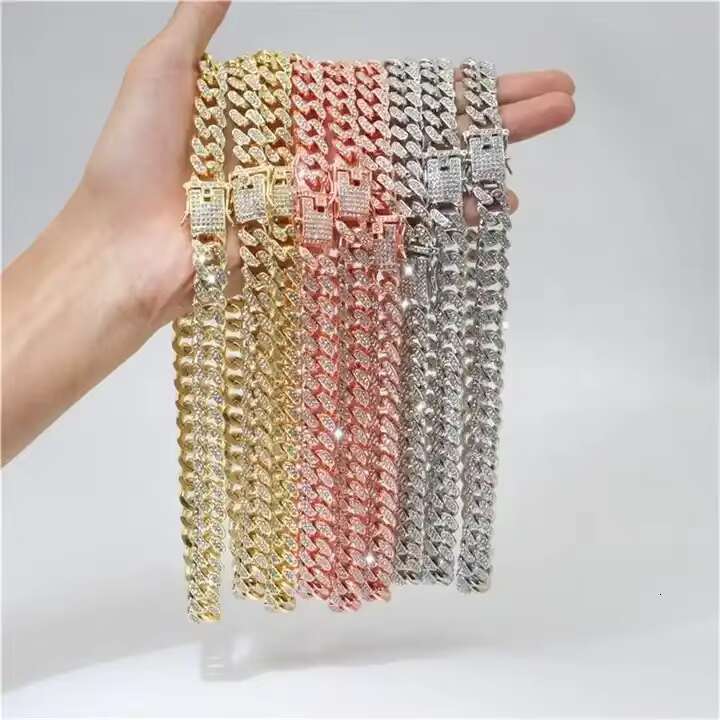 OACOCA Luxury Ice Out Vvs Diamond Moissanite Chain Necklace 18k Gold Plated Link Chain Necklace