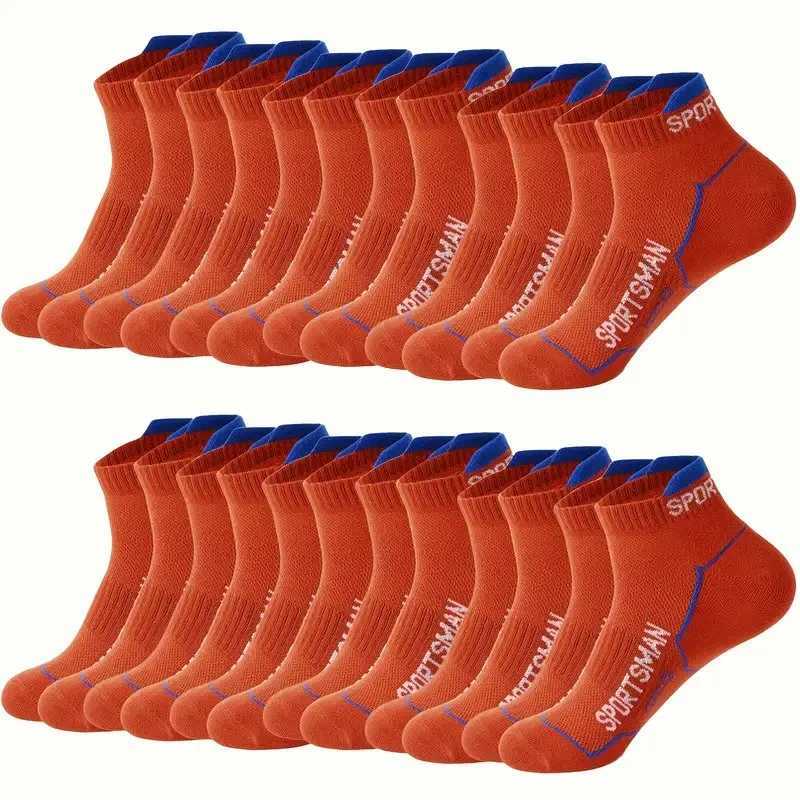 12 Pairs Men Knitted Anti Odor Sports Socks Fashionable Letter Sweat Absorbing Mesh Breathable Couple Running Casual Socks Z250610
