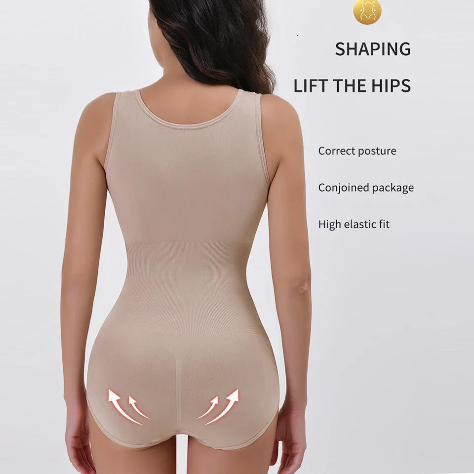Bodysuit Shapewear With Zipper Belt Women Tummy Control Fajas Body Shaper Waist Trainer Slimming Cincher Corset Tops 250610