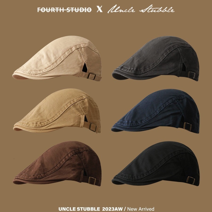Forward Hat Solid Color British Style Newsboy Hat Women Simple Versatile Literary Beret Mens Baseball Cap 250313