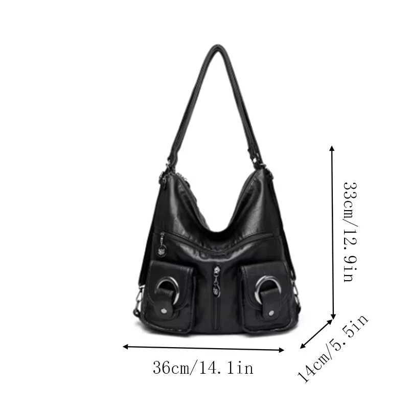 Vintage Womens Bag Leather Multifunctional Shoulder Bag Fashion Ladies Backpack Waterproof Wearable Square Backpacks XJ250610