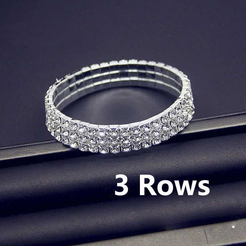 Luxury Full White AAA CZ Zircon Crystal Elastic Bracelet Bling Iced Out Rhinestone Womens Bracelet for Women Wedding Jewelry XJ250707