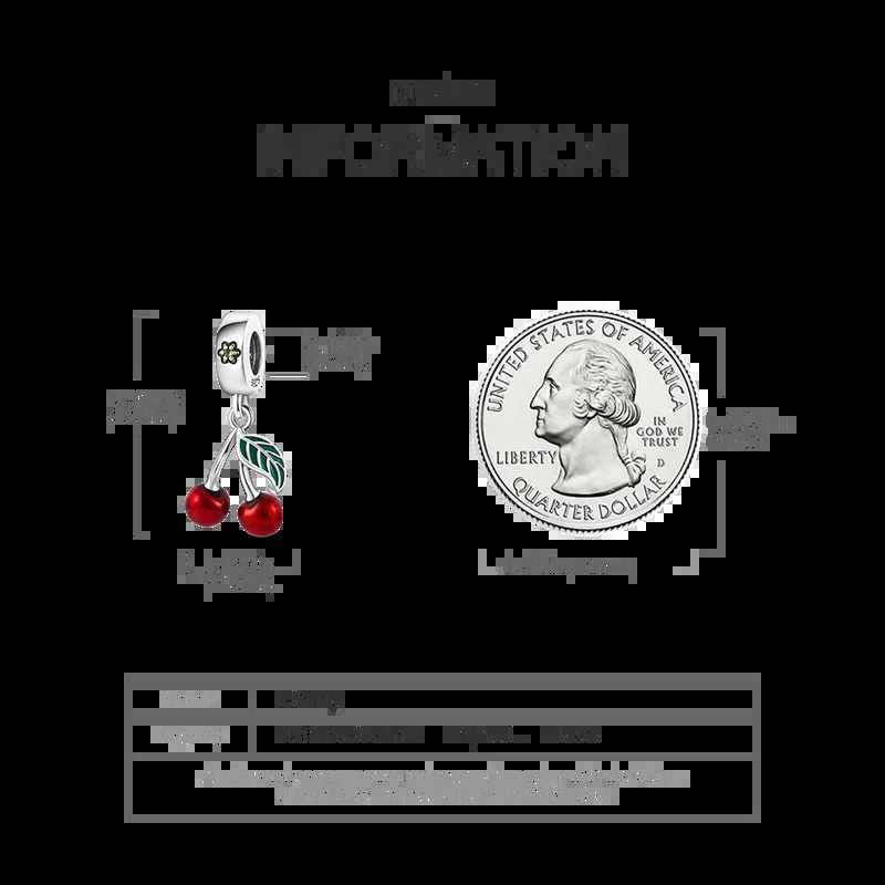 Hot Sale 925 Silver Red Fruit Cherry Charm Beads Fit Pandach Bracelets Pendant DIY Anniversary Birthday Fashion Gifts Jewelry XJ250611