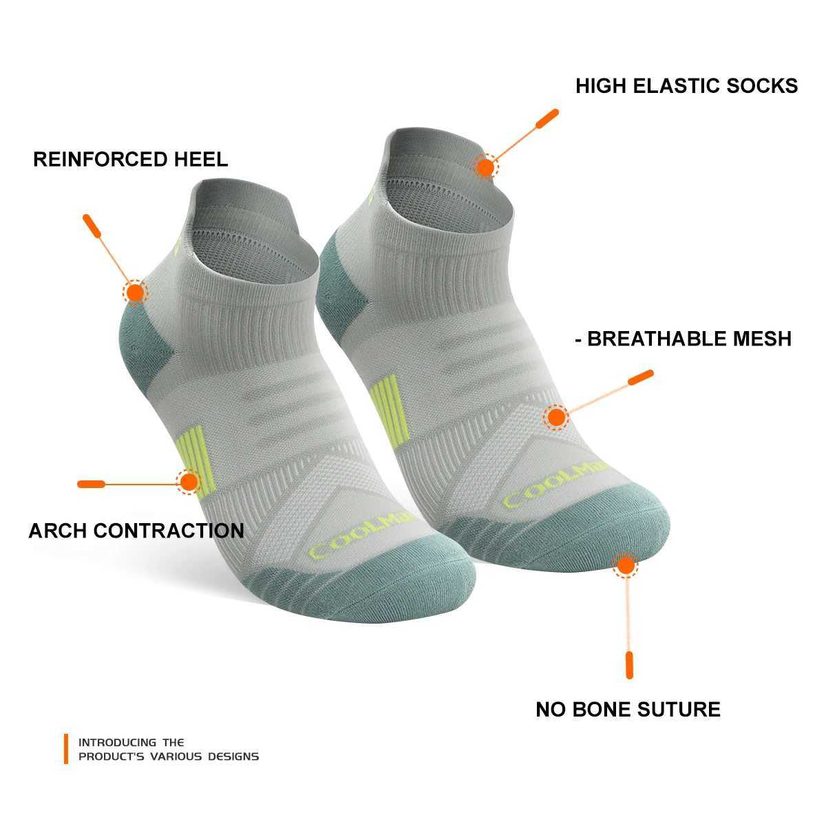 WRELS Coolmax Sports Socks Breathable CoolMax Moisture-Wicking Arch Support Damping Socks Professional sports socks Hiking Running Z250610