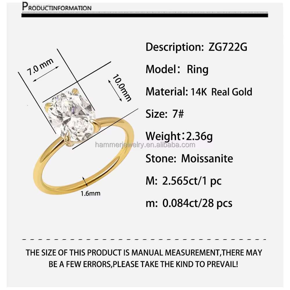 Good Quality Gold Ring AU585 14K Genuine Yellow Gold Moissanite Finger Rings Personalized Fine Jewelry