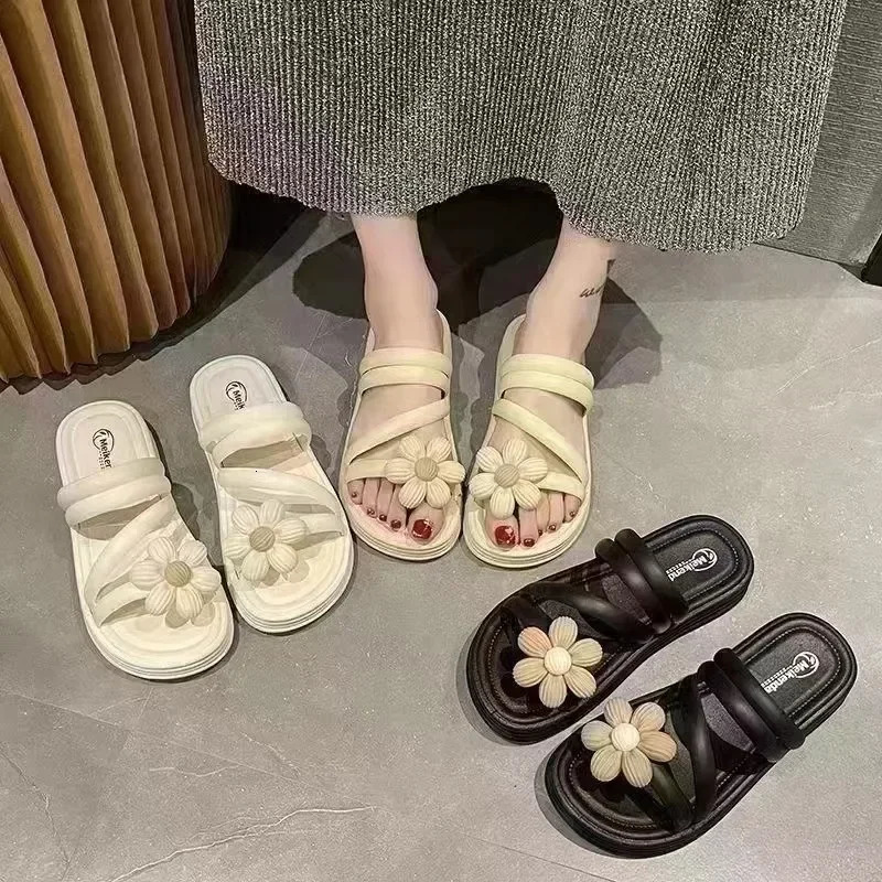 Summer Womens Fashion Slippers - Thick Sole Non-slip Wear-resistant for Indoor Outdoor 250609