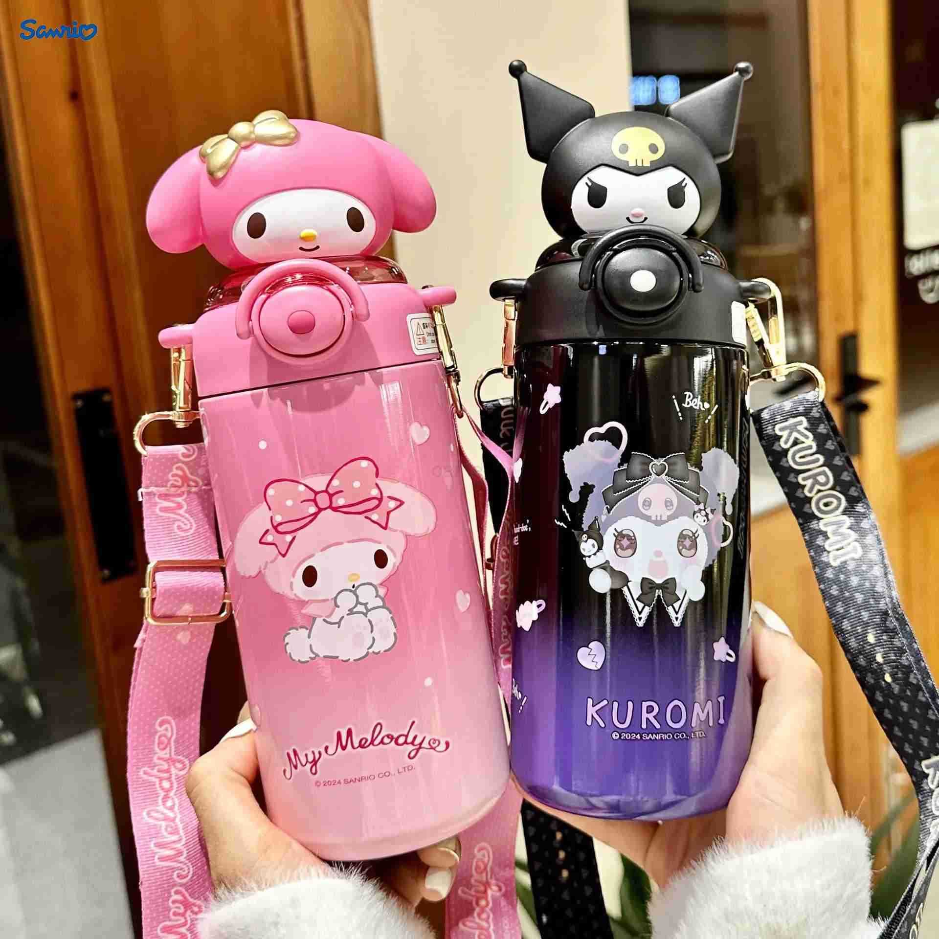 Sanrio Sanrio Kuromi Thermos Cup Crayon Shin Chan Cute Water Bottle Keeps Cold Stainless Steel Children Straw School Students XJ250611