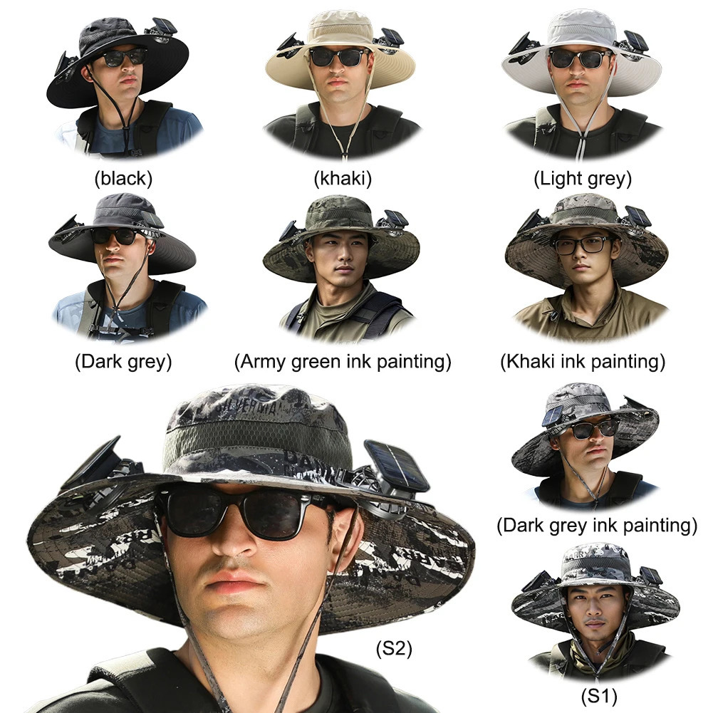 Outdoor Wide Brim Sun Hat With Solar Fan Wide Brim Solar Fan Usb Charging Outdoor Fishing Hat Portable Bucket Hat 250529