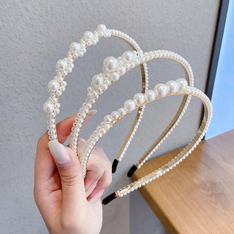 Elegant Simulated Pearl Beads Hairband Hair Accessories Fashion Crystal Hair Hoop Handmade Headband Headwear For Girl Women 250610