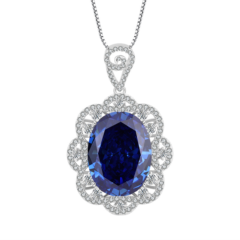 S925 Silver High-Carbon Diamond Large Dove Egg Pendant Necklace, Luxury Setting Design, 15x20mm Main Stone, Stylish and Elegant Women's Jewelry