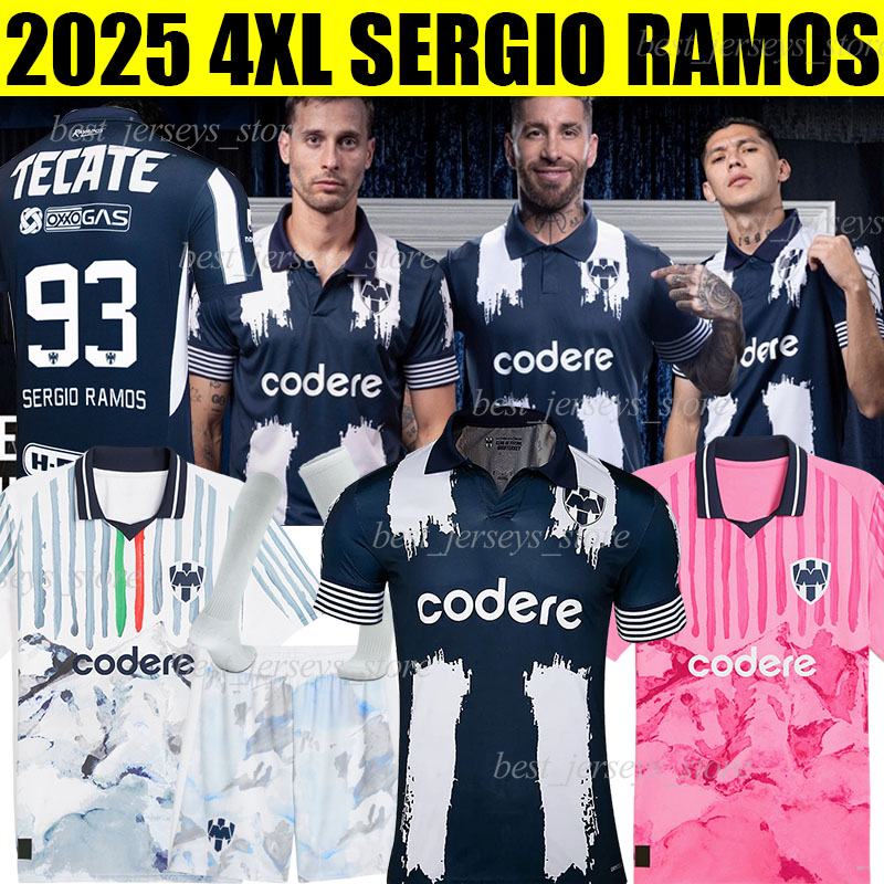 4XL 2025/26 SERGIO RAMOS RAYADOS MONTERREY Soccer Jerseys LIGA MX S. RAMOS BERTERAME CANALES OLIVER T. DEOSSA OCAMPOS JESUC C. football shirt men kids kits sets socks