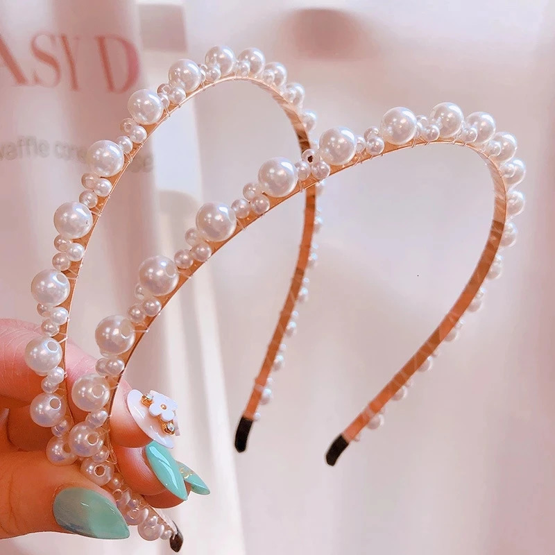 Elegant Simulated Pearl Beads Hairband Hair Accessories Fashion Crystal Hair Hoop Handmade Headband Headwear For Girl Women 250610