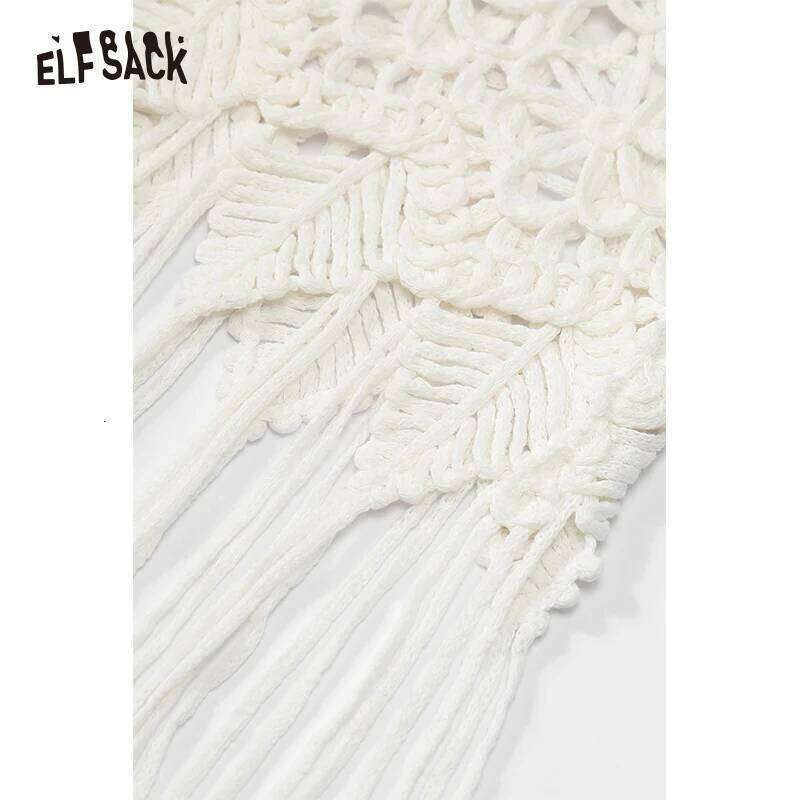 ELFSACK 2025 Summer New Arrivals Hollow Out Suspender Knitted Chic Sweater For Women