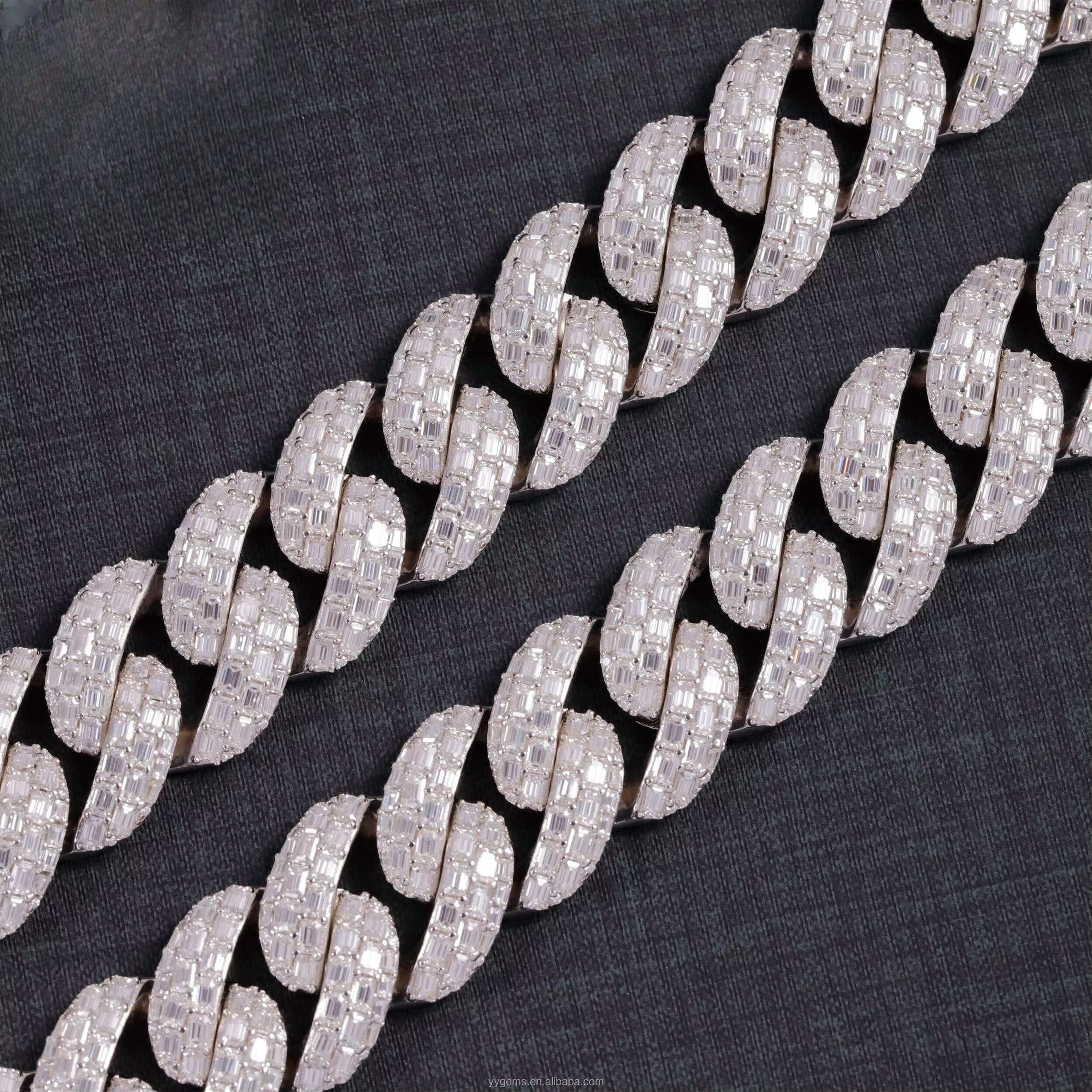 OACOCA Fashionable Moissanite Cuban Link Chain Necklace Tennis Chain Necklace Style Womens Jewelry Collection