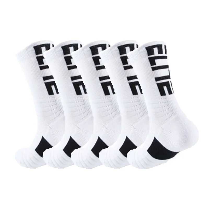 5Pairs Professional Cotton Basketball Socks Elite Thick Sports Socks Compression Durable Skateboard Towel Bottom Socks Stocking Z250610